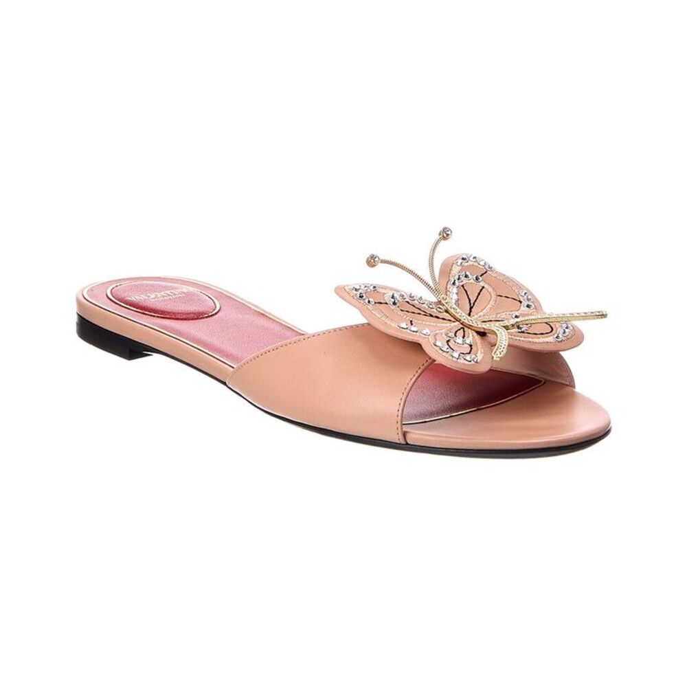 Valentino Flutterby Leather Sandal, Pink